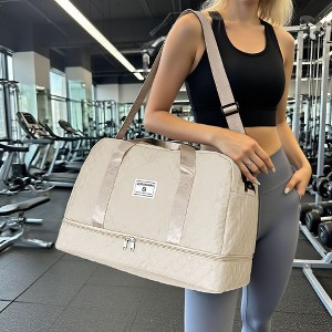 Luupatchy Three-dimensional Diamond Patterned Travel Bag, Dry Wet Separation , for Travel, Fitness Yoga, Weekend Tote Overnight Bag - 1 of 4