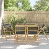 vidaXL 6 Piece Folding Bistro Chairs - Dark Gray Cushions, Bamboo Frame, 23.2" x 20.1" x 34.3" Each, Outdoor Patio/Garden Seating - 2 of 4
