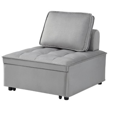 NicBex Convertible Sleeping Sofa Bed,Velvet Single Sofa with 1 Removable Back Pillow for Living Room,Apartment,Office,Gray