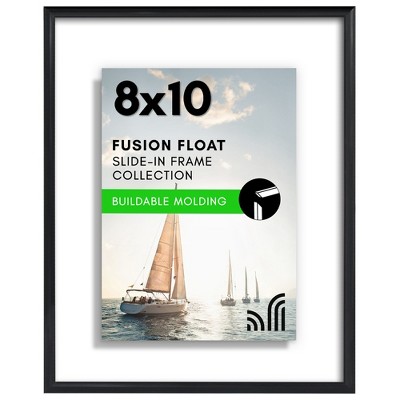 Americanflat 8x10 Floating Picture Frame with Shatter-Resistant Glass - Fits 6x8 Photos - Slide-In Photo Frame - Floating Frames - Black