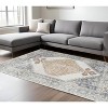 Gray And Gold Floral Medallion Distressed Washable Area Rug - 2 of 4