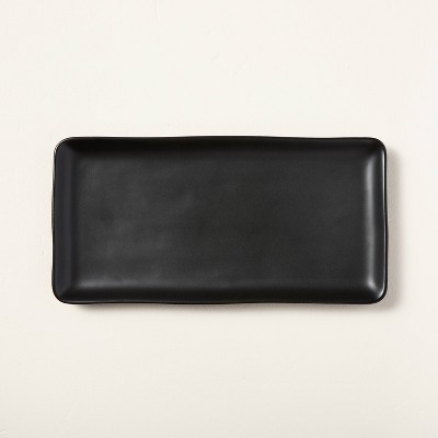 Large Rectangle Matte Stoneware Serve Tray Black - Hearth & Hand™ with Magnolia