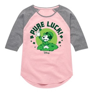 Girls' - Disney - Pure Luck Shirt Tail Raglan Graphic T-shirt - 1 of 4