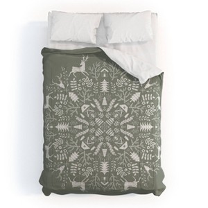 Queen Pimlada Phuapradit Winter Forest 1 Polyester Comforter + Pillow Shams Gray - Deny Designs - 1 of 4