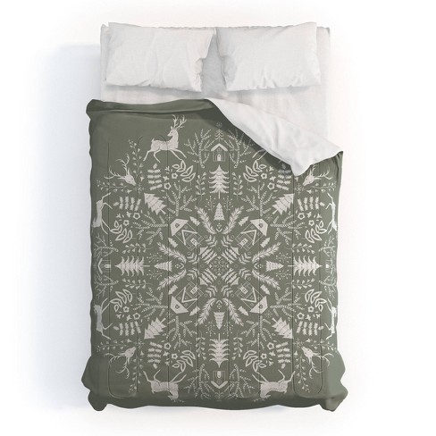 Queen Pimlada Phuapradit Winter Forest 1 Polyester Comforter + Pillow Shams Gray - Deny Designs - image 1 of 4