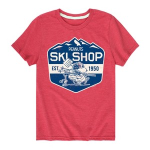 Boys' - Peanuts - Snoopy and Woodstock Ski Shop Short Sleeve Graphic T-Shirt - 1 of 4