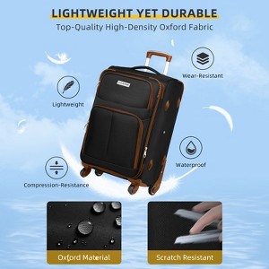 Vynxaria 5-Piece Black Softside Luggage Set Expandable TSA Locks Spinner Wheels Lightweight for Family Travel Long Journeys - 1 of 4