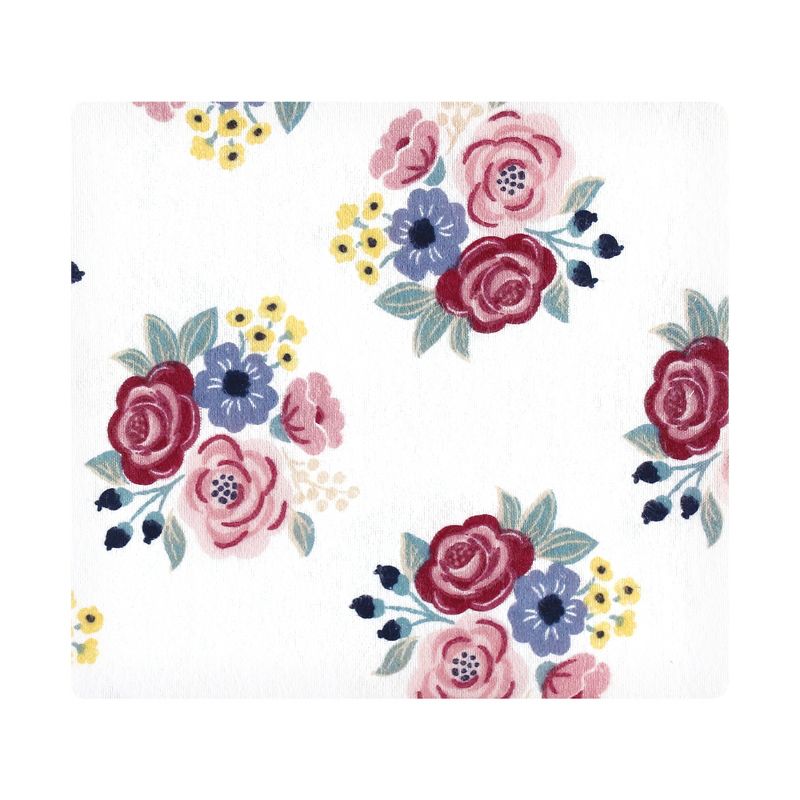Hudson Baby Infant Girl Cotton Flannel Receiving Blankets, Blush Navy Floral, One Size, 3 of 7