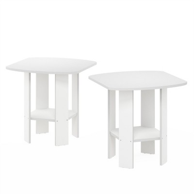 Furinno Simple Design End Table, White, Set of 2