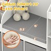 Kids Bookshelf with Reading Nook, Wooden Toy Storage Organizer with Cushioned Seat and 3 Fabric Drawers, Toddler Bookcase with Bench for Playroom. - 3 of 4