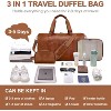 3-in-1 Leather Duffle Bag with Toiletry Bag and Shoe Compartment, Carry On Fits 21 Inch Laptop for Travel and Gym - 4 of 4