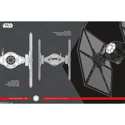 Trends International 24X36 Star Wars: The Last Jedi - Tie Fighter Framed Wall Poster Prints