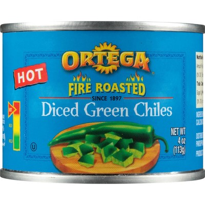 Ortega Hot Diced Green Fire Roasted Chiles 4oz