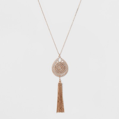 rose gold long pendant necklace