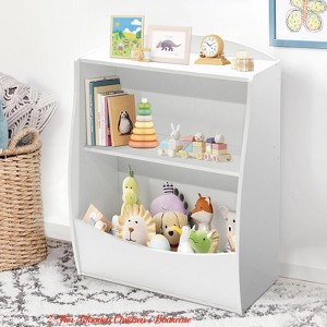Nursery Kids Bookshelf and Toy Organizer, 2 Tier Wood Toy Storage Organizer for Kids Rooms, Children Bookcase, Book Display Shelf - 1 of 4