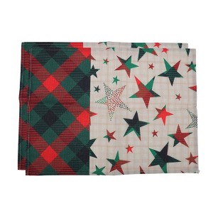 Unique Bargains Christmas Place Mats Linen Red Green Beige White 13"x17.7" 2 Pcs - 1 of 4