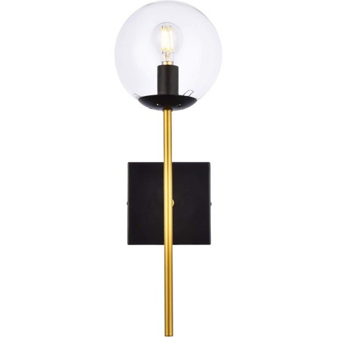 Elegant Lighting Neri 1 light black and brass and clear glass wall sconce - image 1 of 4