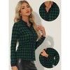 INSPIRE CHIC Women's Button Up Peter Pan Collar Long Sleeve Plaid Blouse - 2 of 4