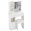 Small Size Left Drawer Desktop Vanity Table + Cushioned Stool, Extra Large Sliding Mirror, Multi Layer - 3 of 4