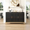 Carved Line 3 Door Storage Cabinet ,Sideboard Buffet Cabinet With Adjustable Shelf,Large Storage Accent Cabinet For Living Room,Dining Room,Kitchen - 2 of 4