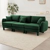 3‑Seater Boucle Sofa Couch with 3 Pillows, Upholstered Sofa with Wooden Frame, Minimalist Polyester Fabric Living Room Sofa-Koiai - 2 of 4