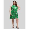 24seven Comfort Apparel Plus Size Knee Length Green Floral Print Sleeveless Keyhole Dress - 2 of 4