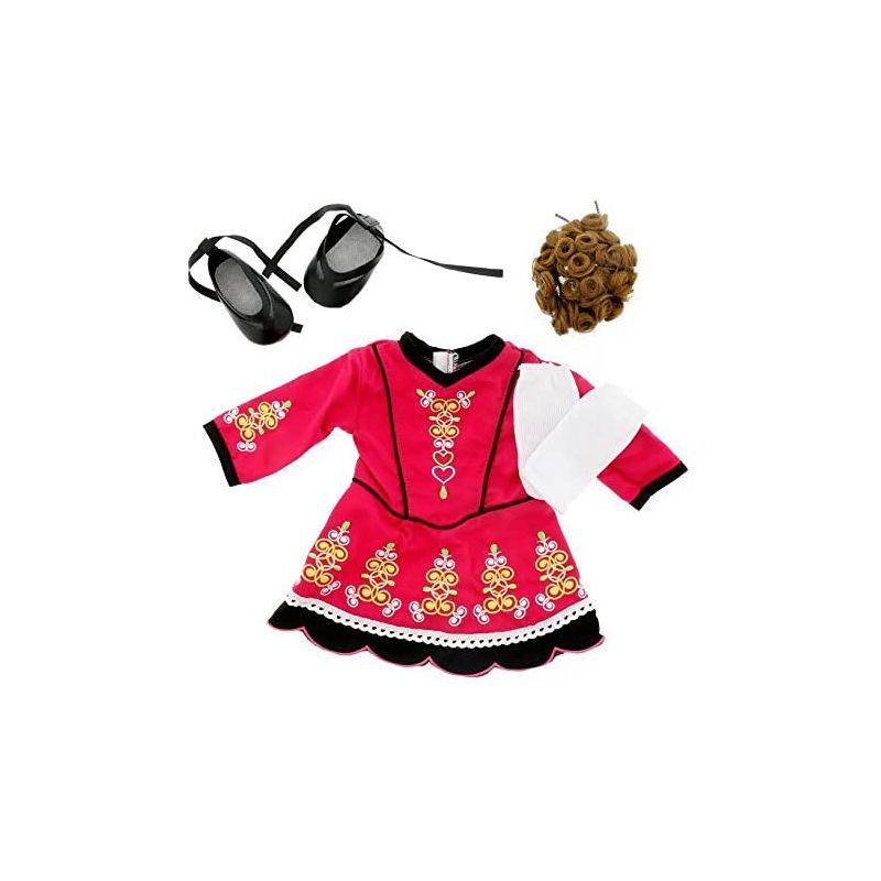 Dress Along Dolly Irish Step Dancing Outfit for American Girl Doll, Brunette Wig, 2 of 4