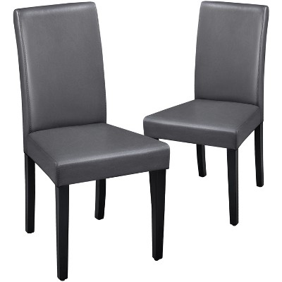 Yaheetech Set of 2 Faux Leather Armless High Back Dining Room Chairs with Rubberwood Legs