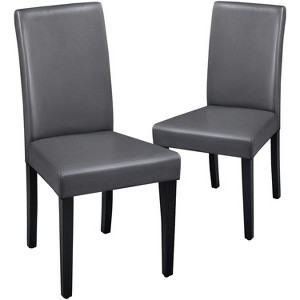 Yaheetech Set of 2 Faux Leather Armless High Back Dining Room Chairs with Rubberwood Legs - 1 of 4