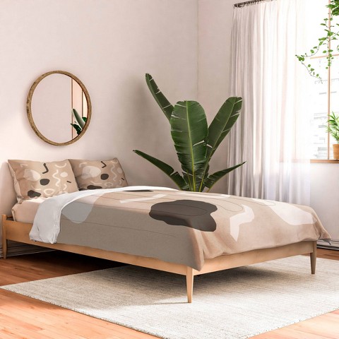 Deny Designs 3pc Full/Queen Cortney Herron Abstract Confetti Comforter and Pillow Sham Set Cream: Contemporary Lightweight Bedding