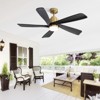 Wanze of Ocean 52 in. Smart Gold Indoor Solid Wood Black Blade 3-Size Downrod Mount Ceiling Fan with 3-Color Dimmable Light and Voice - 3 of 4