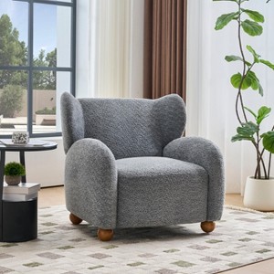 Christopher Knight Home Greer Modern Wooden Upholstered Wingback Accent Chair - 1 of 4
