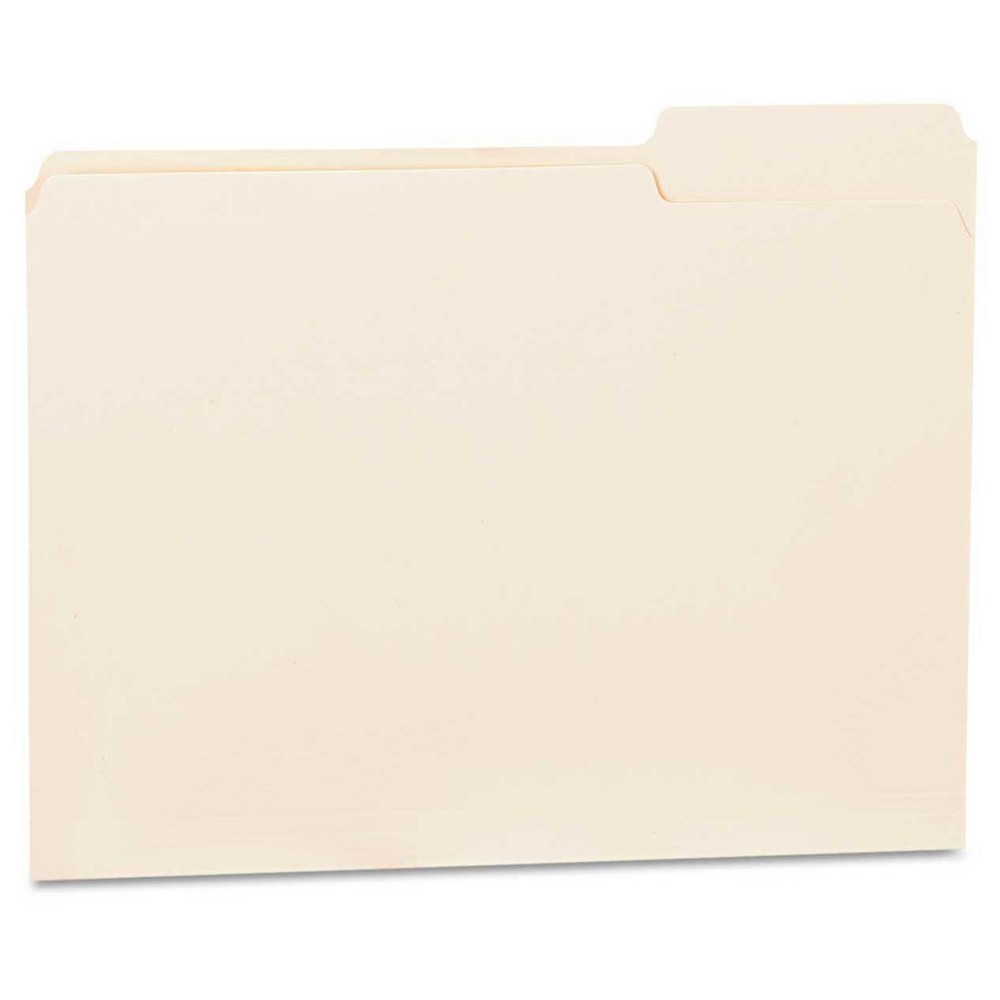 Universal Top Tab Manila File Folders  1/3-Cut Tabs  Assorted Positions  Letter Size  11 pt. Manila  100/Box -UNV12113