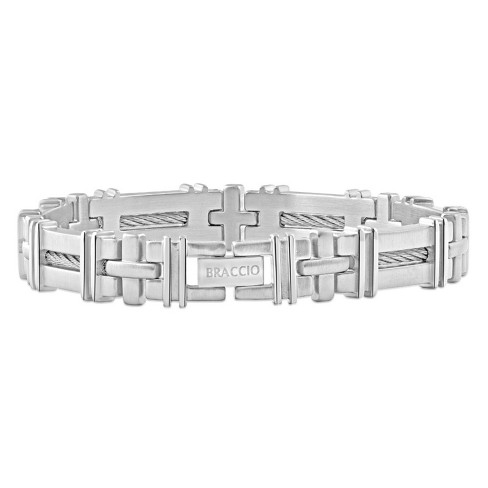 Men's Crucible Stainless Steel Beveled Curb Chain Bracelet (11mm) - Silver  (8.5) : Target