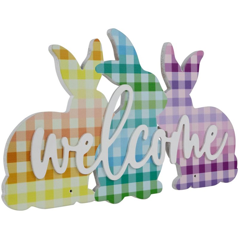 Northlight Gingham Bunnies Welcome Easter Wall Sign - 13.75", 5 of 9