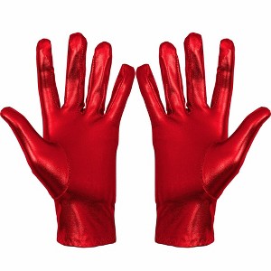 Skeleteen Womens Metallic Costume Gloves - Red - 1 of 4