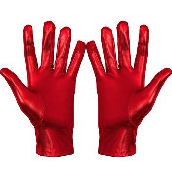 Skeleteen Womens Metallic Costume Gloves - Red