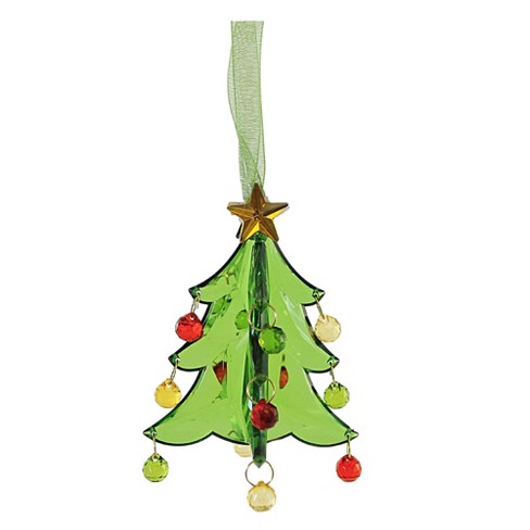 Holiday Ornament Mini Christmas Tree Facets - One Ornament 3.5 Inches -  Gold Star - Nd6011664 - Plastic - Green : Target