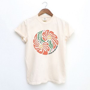 Simply Sage Market Women's Boho Flowers Circle Short Sleeve Garment Dyed Tee - 1 of 4