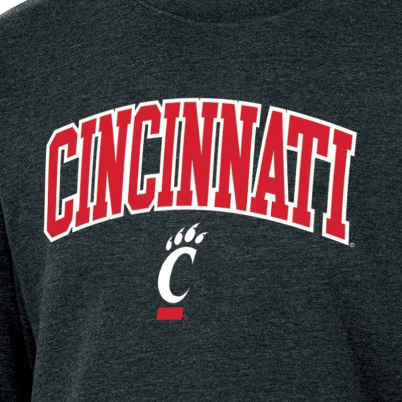 NCAA Cincinnati Bearcats Men&#39;s Heathered Crew Neck Fleece Sweatshirt, 3 of 4