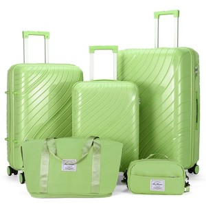 Karl Home Luggage Sets 5 Piece Hardside Hard Shell Travel Suitcases with TSA Lock Green - 1 of 4