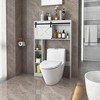 Costway Over the Toilet Bathroom Storage Cabinet with Sliding Barn Door & Shelves White - 2 of 4