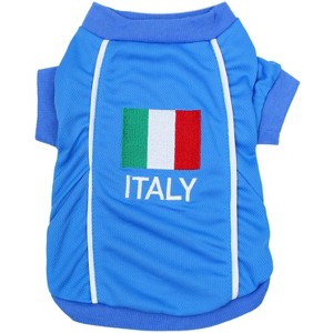 Parisian Pet 'Team Italy' Jersey for Dogs & Cats – Soccer Fan Apparel for Pets, Italy National Team Colors, Blue and White - 1 of 2
