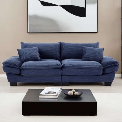 Corduroy Deep Seat Sofa Sleeper Couch Loveseat with 23-Inch Seat Depth and Pillows - Leovsnove