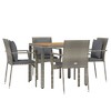 vidaXL Patio Dining Set - 5 Piece Garden Furniture with Cushions, Gray Poly Rattan Material, Solid Acacia Wood Tabletop, Powder-Coated Steel Frame - 3 of 4