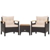 Costway Patiojoy 3PCS Patio Rattan Furniture Set Wooden Armrest Table Top Cushioned Deck Beige/Navy/Off White - 2 of 4