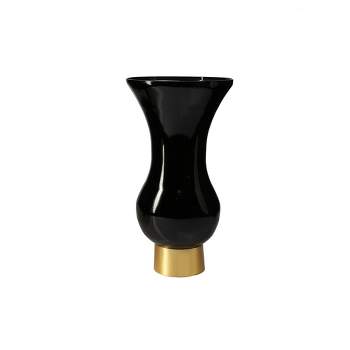 Classic Touch Black S-Shaped Glass Vase with Gold Base