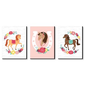Big Dot of Happiness Run Wild Horses - Floral Pony Nursery Wall Art and Kids Room Decor - 7.5 x 10 inches - Set of 3 Prints - 1 of 4