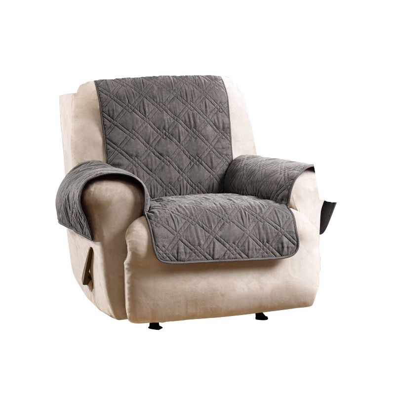 Microfiber Non Slip Recliner Furniture Cover Gray - Sure Fit, 2 of 3