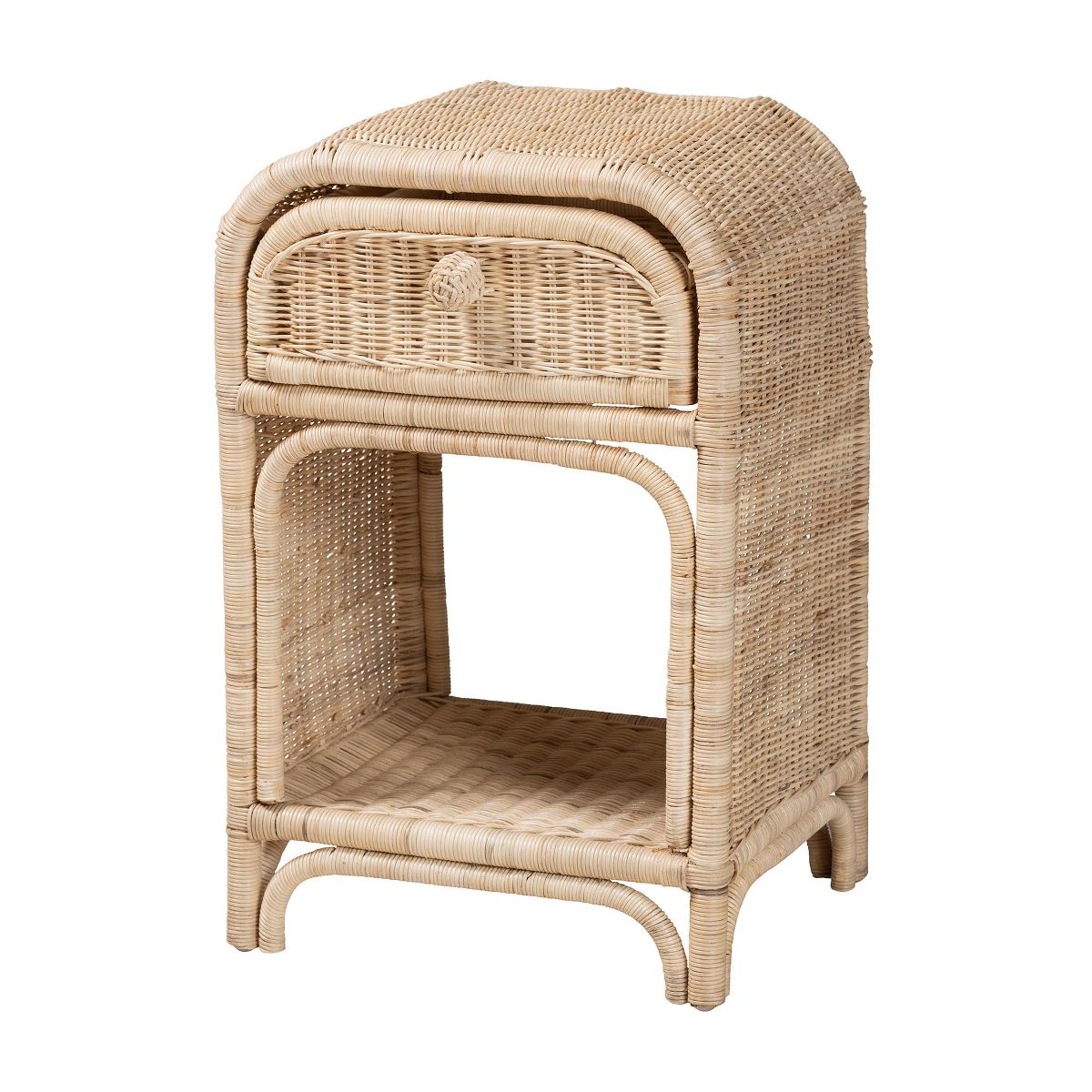 bali & pari Magni Modern Bohemian Natural Brown Rattan 1-Drawer Nightstand - thumbnail 2